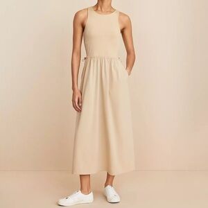 Lou & Grey Side Pocket Bungee Athleisure Travel Midi Dress XS *NWT*